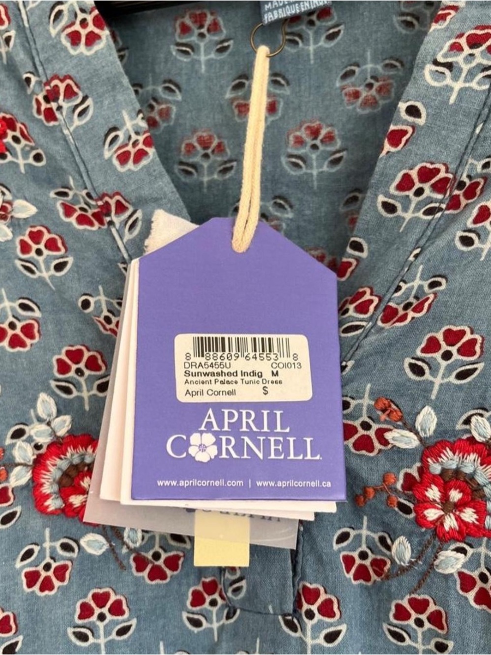 April Cornell Ancient Palace Tunic Dress Sunwashed Indigo - Picture 3 of 5